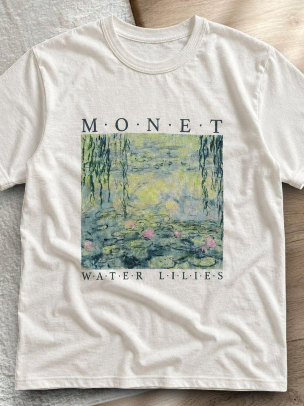 Monet Water Lilies art graphic tee white